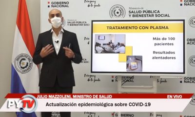 Conferencia de prensa del ministro de Salud, Julio Mazzoleni. Foto: Captura Paraguay TV.