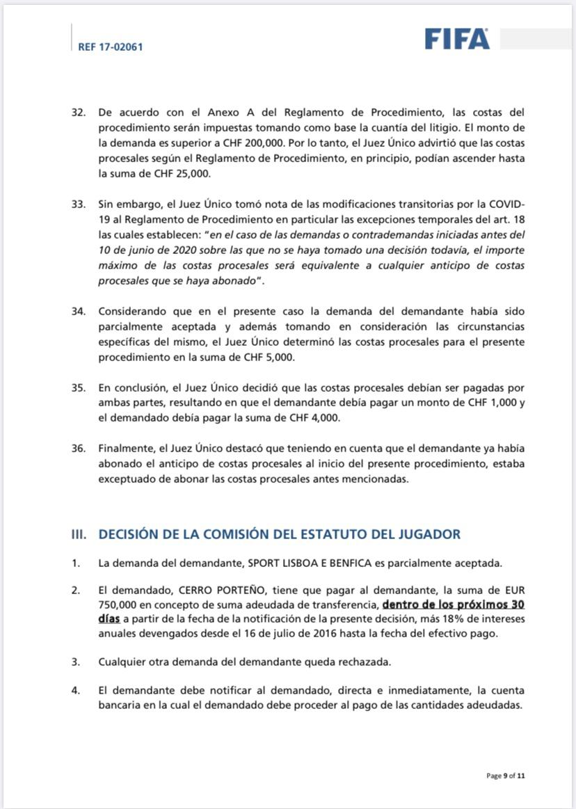 La resolución se sio a conocer en la fecha. FIFA