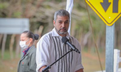 Mario Abdo Benítez, presidente de la República durante su visita al Guairá. Foto Presidencia