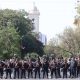 Linea policial contra manifestantes. Foto NEWS.