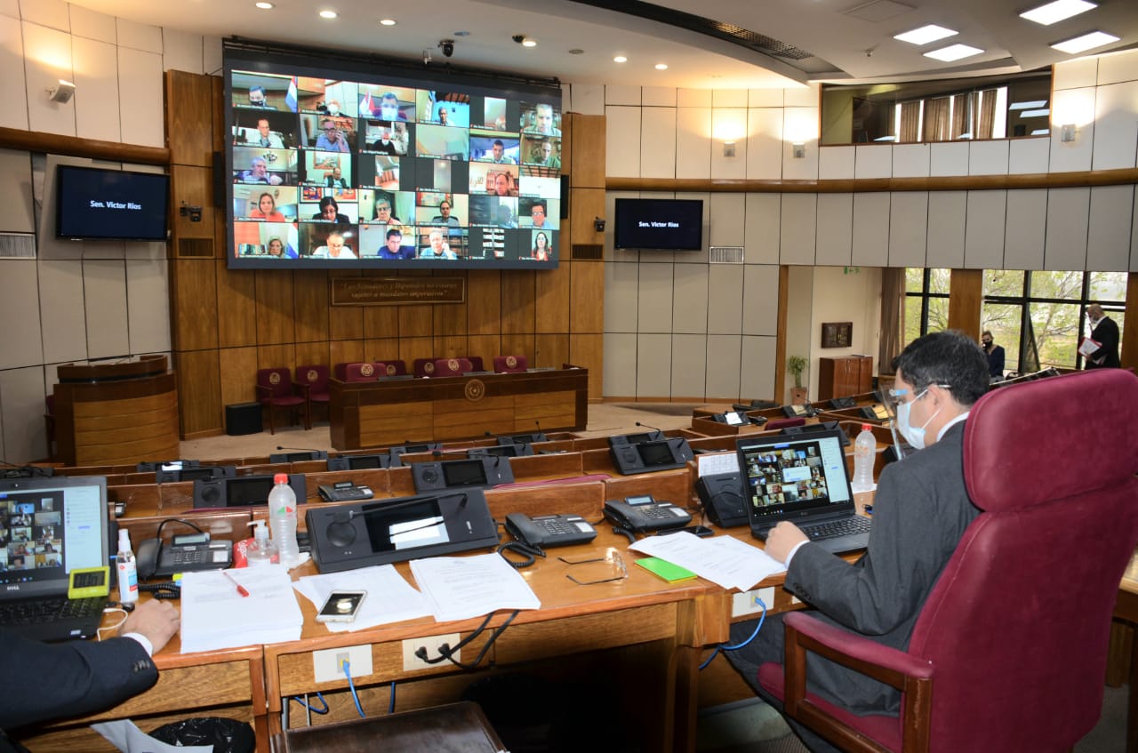 Sesión virtual de la Cámara de Senadores. Foto: Senado.