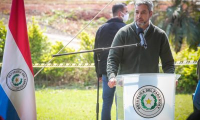 Desde Caaguazú, Mario Abdo Benítez, se refirió a los sucesos de Yby Jaú. Foto: Presidencia.