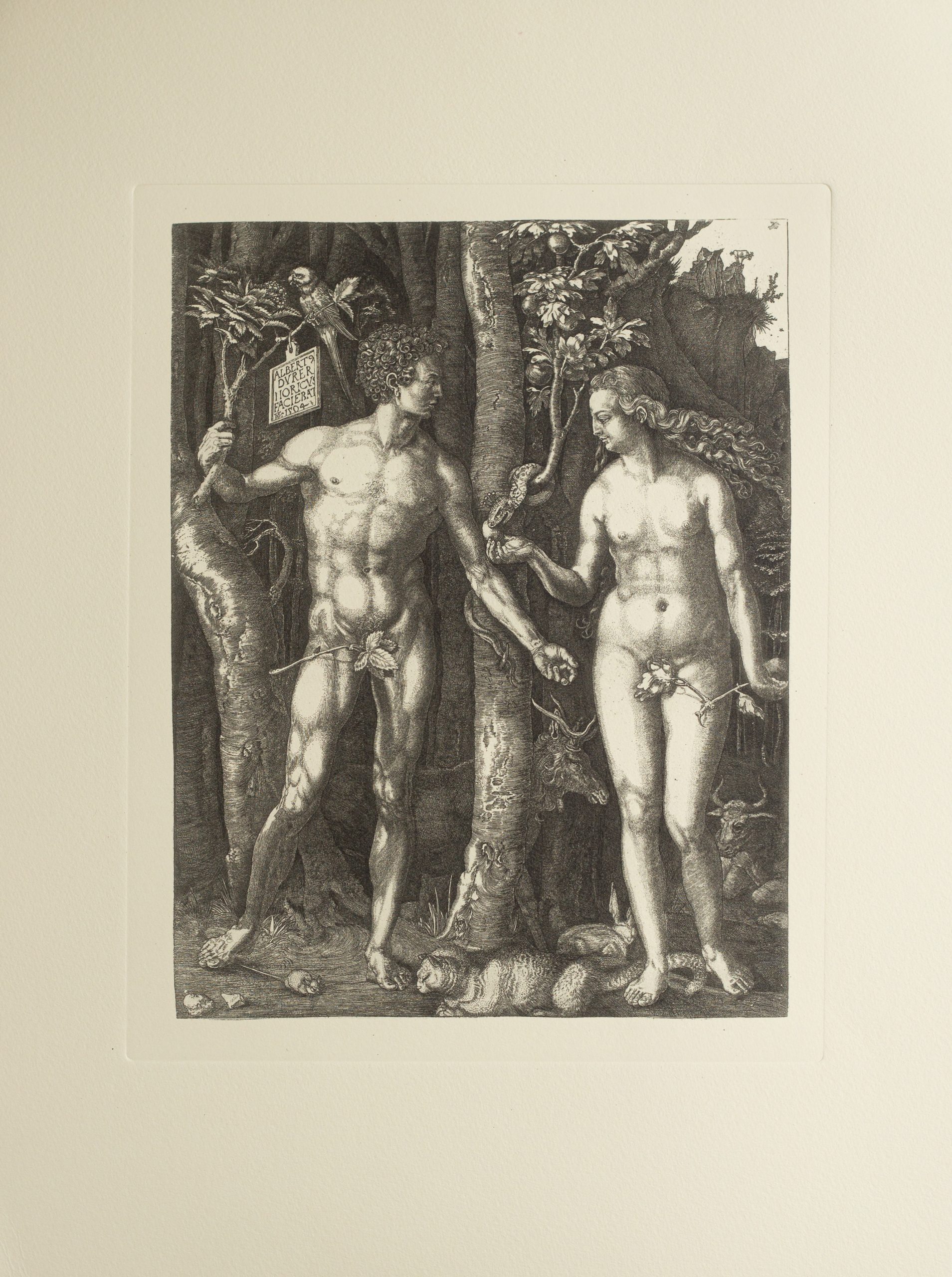 Alberto Durero. Adán y Eva (La caída del hombre),1504. Grabado en metal. Facsímil.