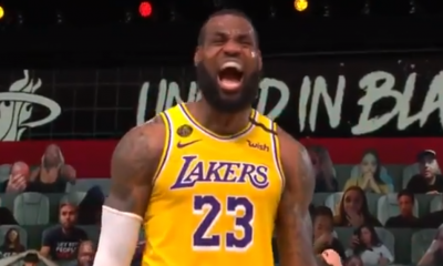 Encabezados por un descomunal LeBron James, Los Angeles Lakers se pusieron 3-1 en la serie al derrotar este martes a Miami Heat. Foto: Captura.