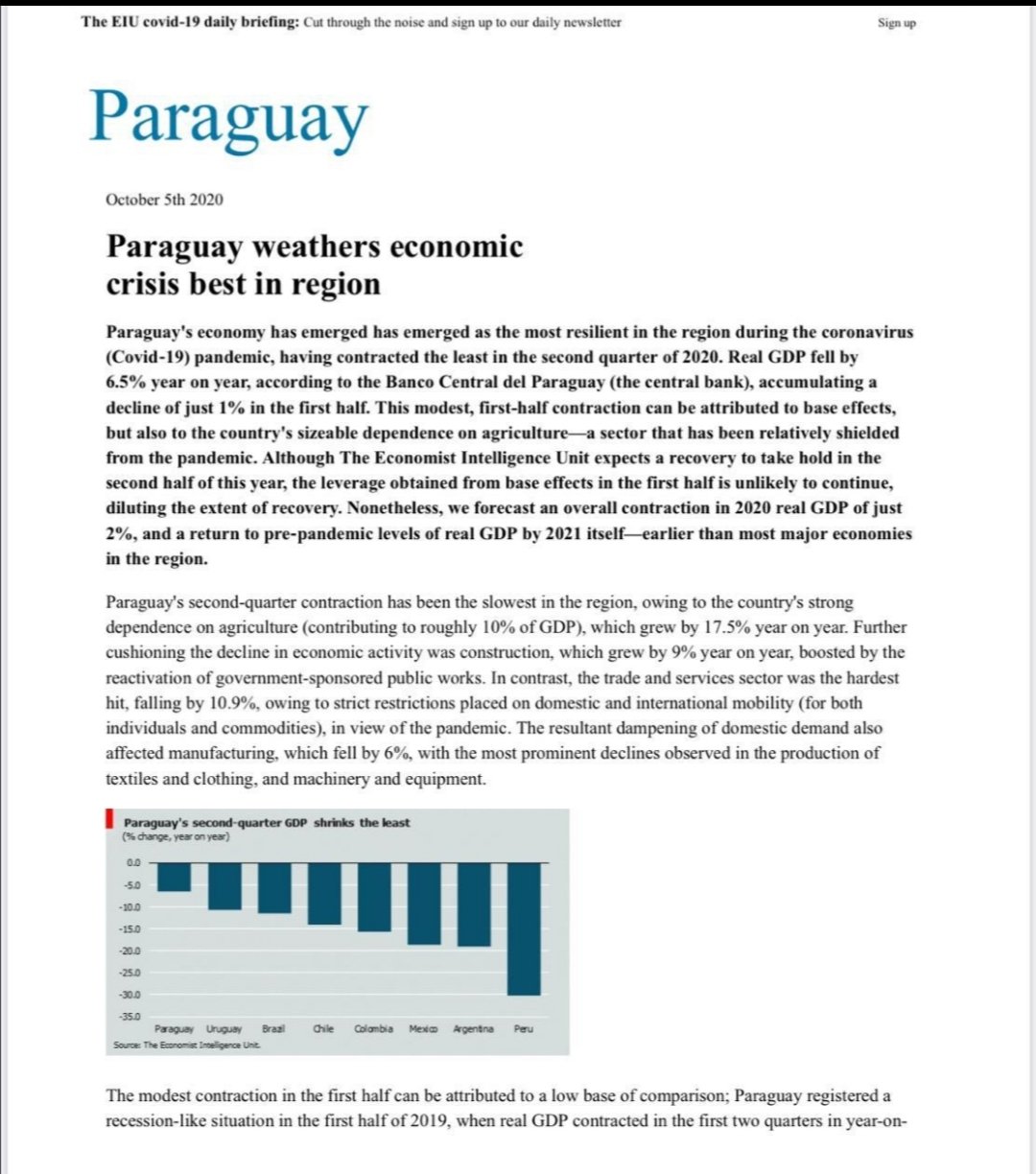 La economía paraguaya depende en gran medida de lso agronegocios. The Economist