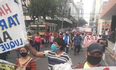 Movilización de este martes en Asunción de familias de diversos asentamientos. Foto: gentileza.