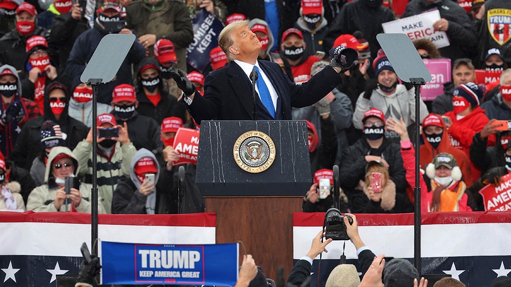 El presidente Donald Trump durante su campaña. Foto: Telam