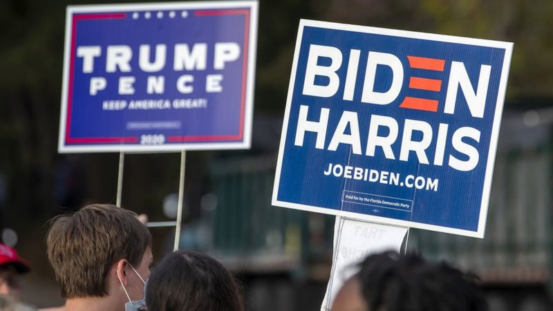 El presidente Trump y el exvicepresidente Joe Biden apuran últimos eventos de campaña para atraer a los indecisos. Foto: BBC