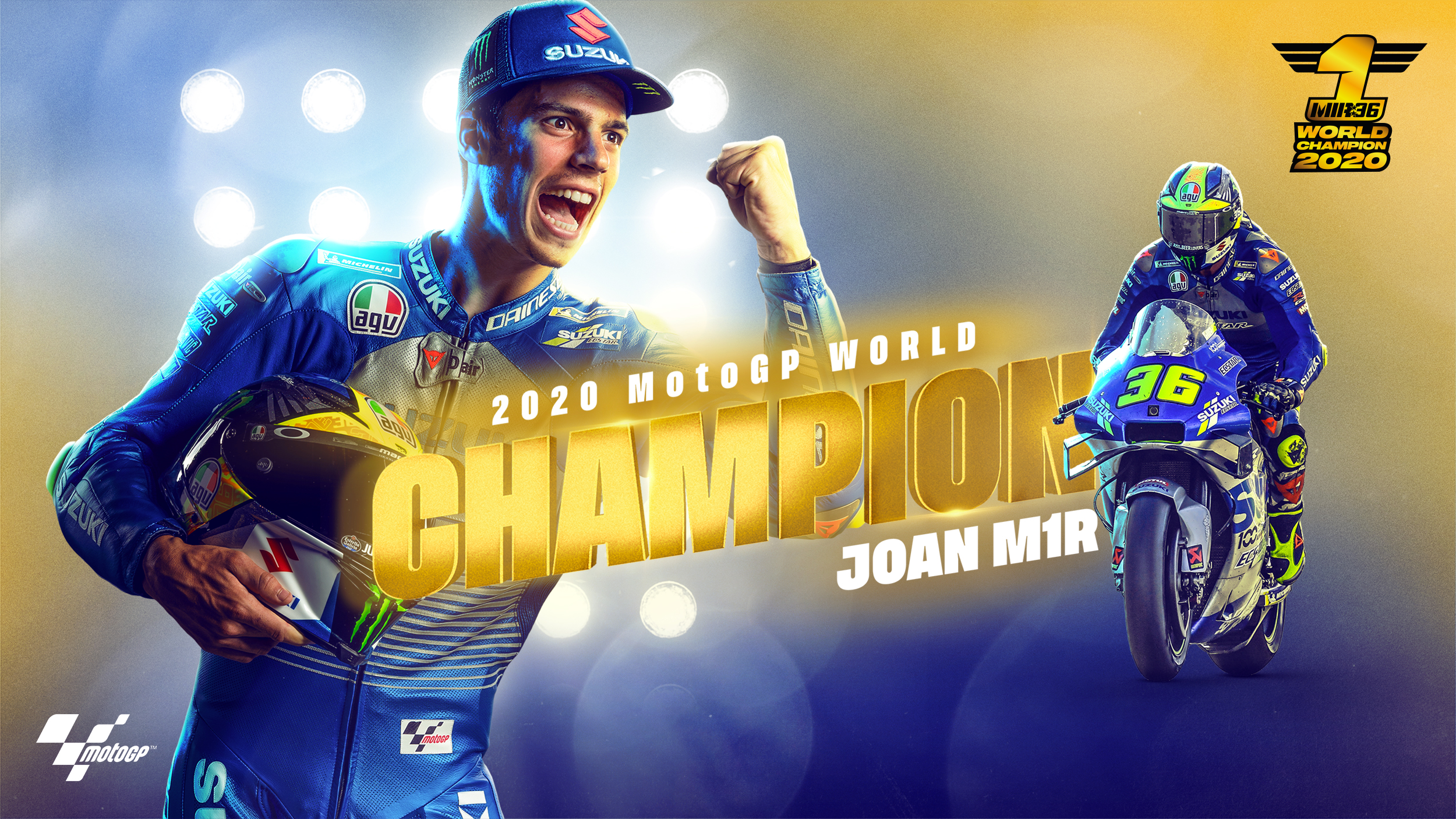 Con tan solo 23 años y tras debutar hace apenas 5 años, el piloto español de Suzuki, Joan Mir, es el nuevo campeón mundial de MotoGp. Foto: @MotoGP.