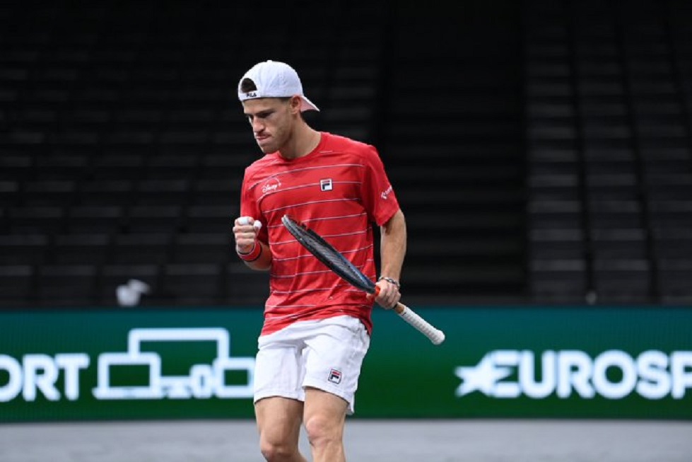 A Diego Schwartzman le bastó una hora para superar por doble 6-1 al español Alejandro Davidovich en los octavos de final. Foto: @RolexPMasters.