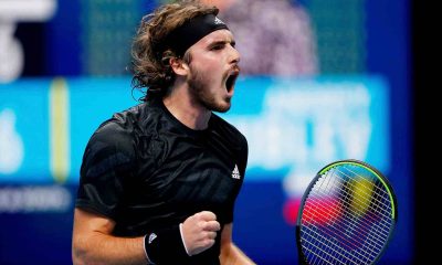 Andrey Rublev fue eliminado de la competencia tras caer por 6-1, 4-6 y 7-6 (6) ante Stefanos Tsitsipas, en una hora y 55 minutos. Foto: nittoatpfinals.com.