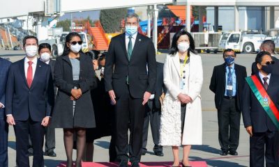 Presidente y comitiva a su llegada a La Paz. Foto: Gentileza