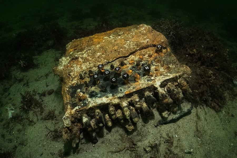 La máquina de cifrado Enigma, de las utilizadas por los nazis en la Segunda Guerra Mundial, fue encontrada en el fondo del mar Báltico. Foto Montevideo.com