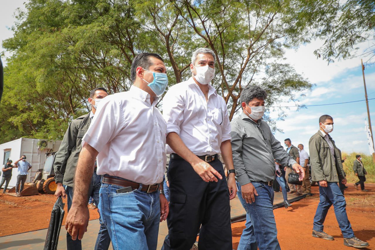 El presidente Mario Abdo Benítez acompañó el inicio de obras de la subestación Yguazú. Foto Presidencia