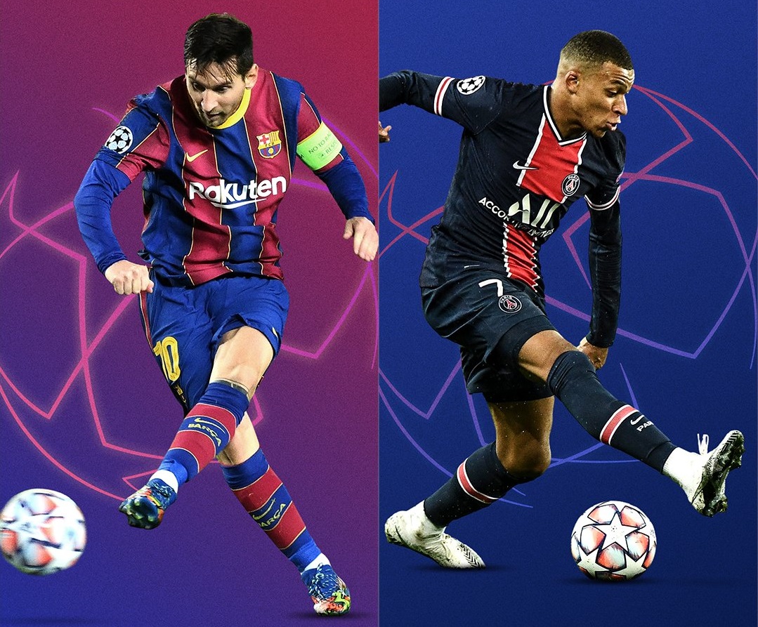 Entre todos los cruces que determinaron las bolillas, sobresale el duelo entre el Barcelona de Messi contra el PSG de Mbappé. Foto: @ChampionsLeague.