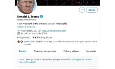 La cuenta oficial de Donald Trump en Twitter.