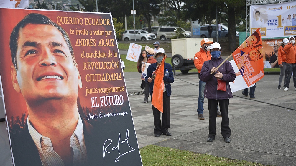 Campaña electoral en Ecuador. Foto: Télam.