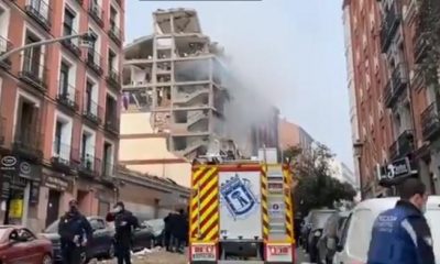 Explosión en parte de un edificio en la calle Toledo de Madrid. Foto: Europa Press.