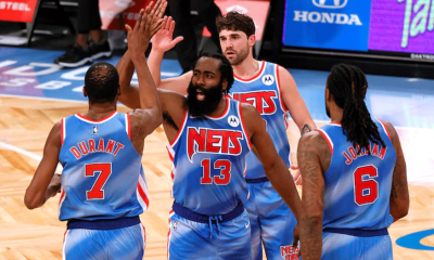 James Harden (32 puntos) y Kevin Durant se reencontraron este sábado en la victoria por 122-115 de Brooklyn Nets ante Orlando Magic. Foto: nba.com.