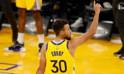 La estrella de Golden State firmó 30 puntos (4/6 t2, 5/12 t3 y 7/7 tl), nueve rebotes y ocho asistencias para liderar el triunfo de su equipo. Foto: @warriors.