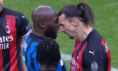 Todo ocurrió a los 44 minutos, cuando, al parecer, hubo un gesto de Ibrahimovic que molestó a Lukaku. De ahí la reacción del gigante belga. Foto: Captura.