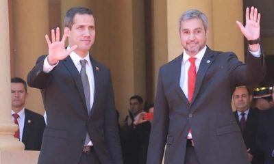 Mario Abdo Benítez y Juan Guaidó en la visita oficial de este último a Asunción en marzo de 2019. Foto: Archivo