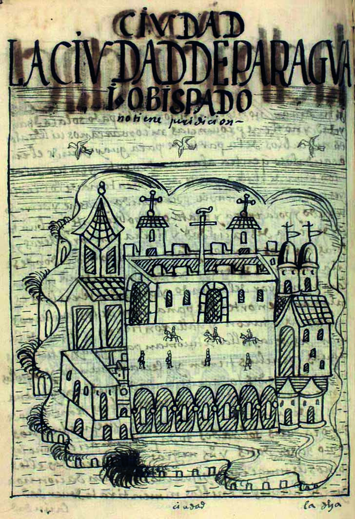 “La ciudad del Paraguay” (Felipe Guaman Poma de Ayala, Primer nueva crónica y buen gobierno, 1615-1616, f. 1071).