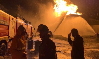 La petrolera estatal se incendió. Foto: Gentileza.