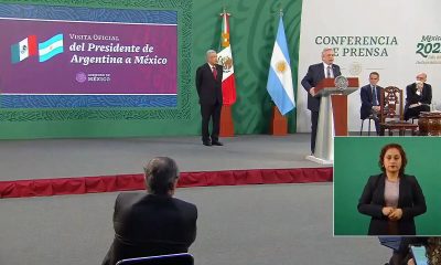 Durante la conferencia conjunta de ambos presidentes en ciudad de México. Foto: AlbertoFernandez / Twitter