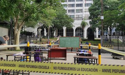 La Campaña “No fumiguen la educación, Anive Pefumiga” se presentó frente al Palacio de Justicia: Foto: escuelasfumigadas.org