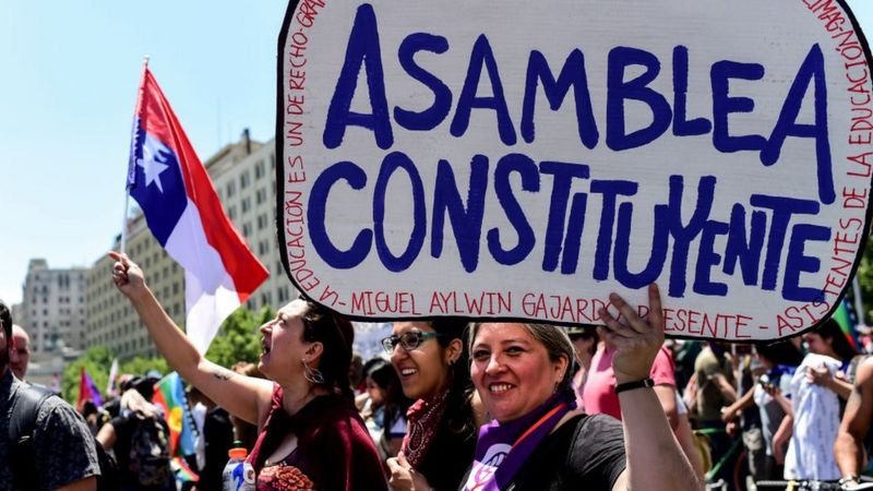 Los chilenos realizaron una serie de protestas para lograr el plebiscito para la Constituyente. Foto: BBC