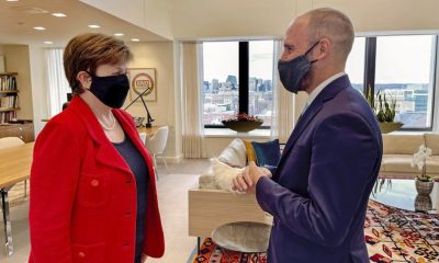 Martín Guzmán y Kristalina Georgieva se reunieron el martes en Washington DC. Foto: Télam.