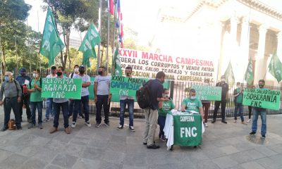 Manifestantes de la Federación Nacional Campesina. Foto Archivo: Fidel Oviedo.