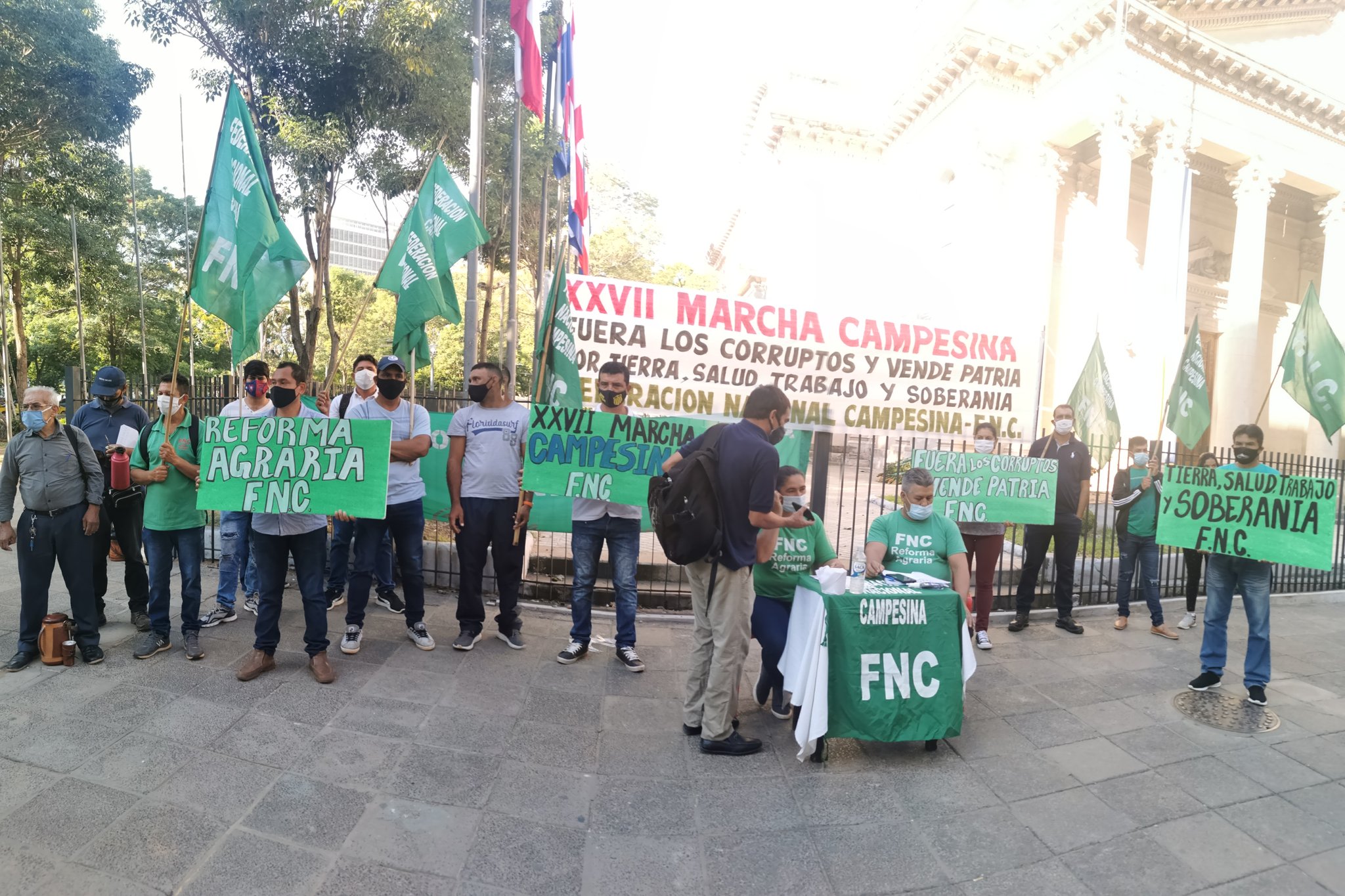 Manifestantes de la Federación Nacional Campesina. Foto Archivo: Fidel Oviedo.