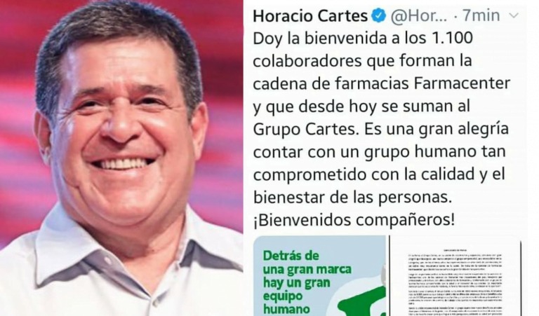 Anuncio de cierre de contrato hecho por expresidente de la República, Horacio Cartes. Archivo