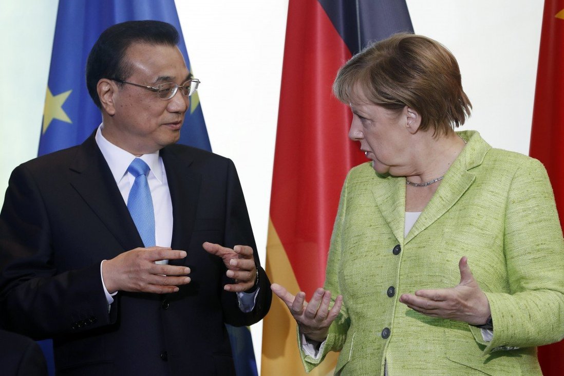 Li Keqiang y Angela Merkel. Foto: South China Morning Post.