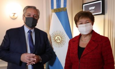 Alberto Fernández y Cristalina Georgieva. Archivo Foto: Télam.