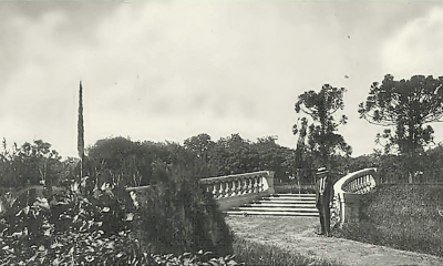 Jardín circular y escalinata de la plazoleta oval, ca. 1920. Cortesía