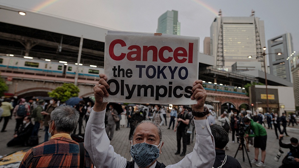 Debido a la situación sanitaria en el país, japoneses rechazan la realización de los Juegos Olímpicos. Foto: Telam.