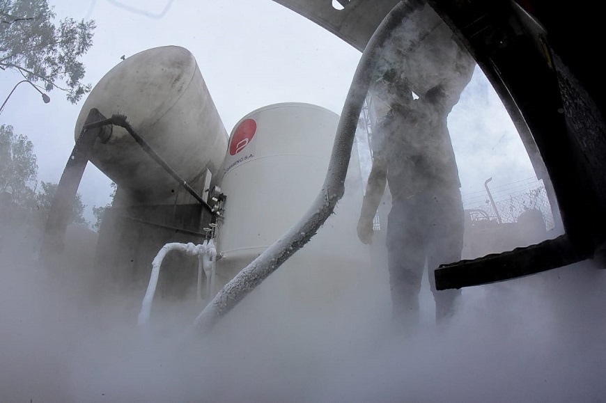 Producción de oxígeno en la planta de Acepar. Foto: Gentileza.