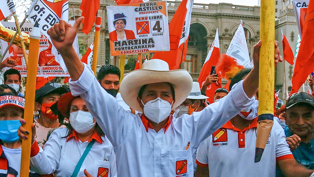 Castillo, de 51 años, es el nuevo presidente de Perú. Foto: Télam.
