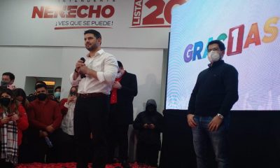 Óscar "Nenecho" Rodríguez habla a sus seguidores en su PC tras su victoria. Foto: 780 AM.