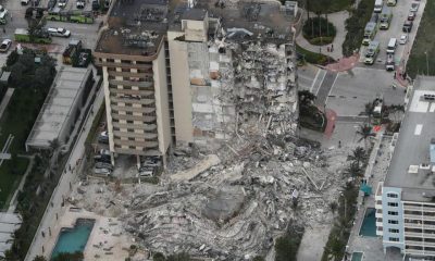 Vista aérea del edificio colapsado. Foto: Agencias.