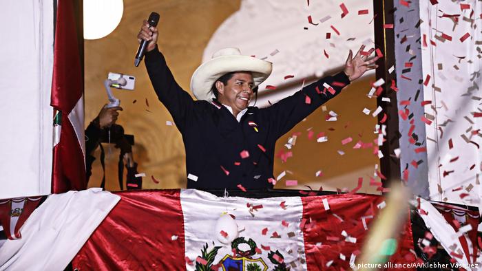 Pedro Castillo gana elecciones en Perú. Foto: DW.