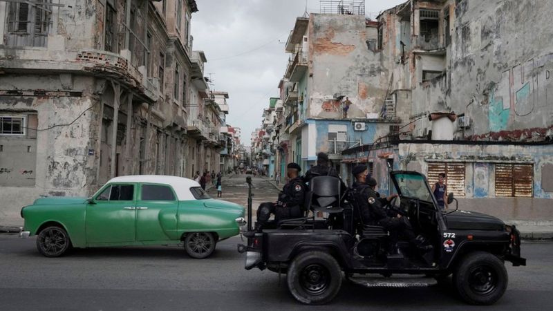 Un sector de La Habana vieja militarizado. Foto: Getty.