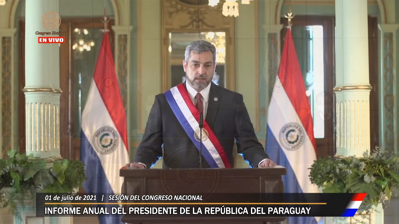 El presidente presenta su tercer informe de gestión ante el Congreso. Foto: Captura de pantalla.