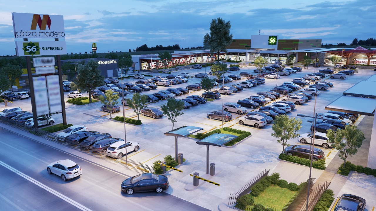 En una superficie de 10 hectáreas, el nuevo shopping contará con un amplio estacionamiento rodeado de galerías comerciales. Foto: Gentileza.