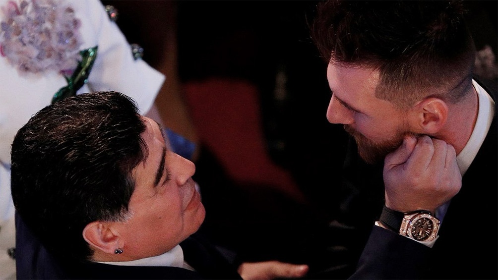 Lionel Messi le dedicó el triunfo de la Argentina a Maradona. Foto: Télam.