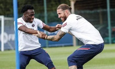 Sergio Ramos, durante el entrenamiento del PSG de este lunes.@PSG_inside