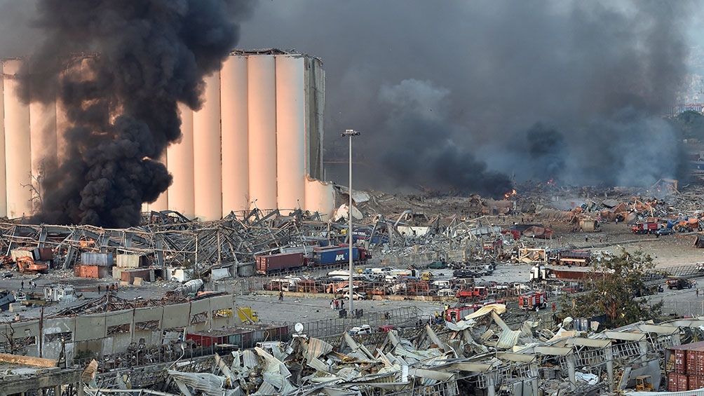 Explosión en el puerto de Beirut. Foto: Télam.